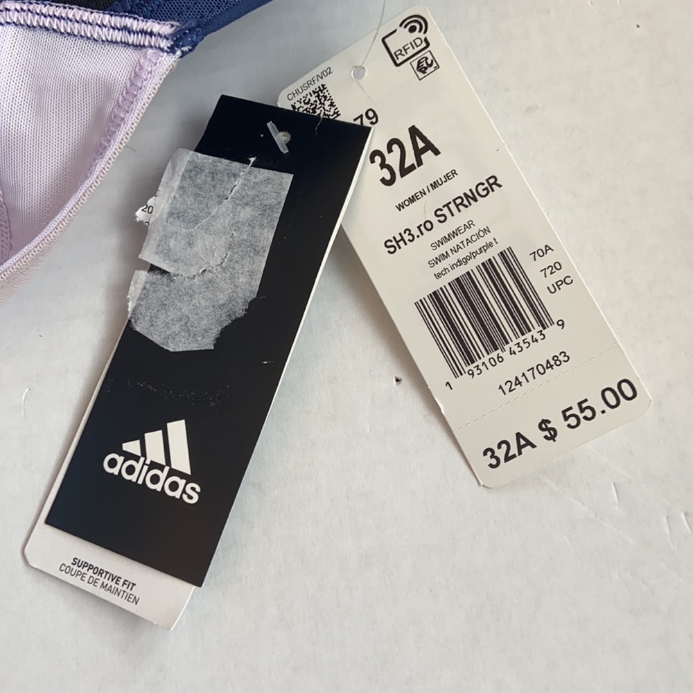 NWT ADIDAS Ladies Size 32A Bathing Suit Top Only. No Bottoms. Machine Wash. - Picture 5 of 8